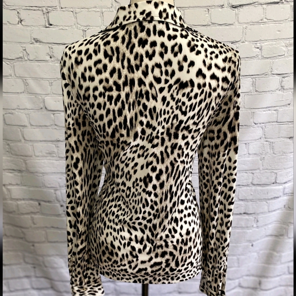 Calvin Klein Women’s Top Animal Print Long Sleeve leopard print Blouse Medium - Picture 8 of 8